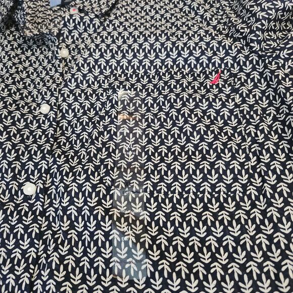 Nautica Jeans Women's NWT Button Up Roll Tab Sleeve Blue Leaf Stamp X-Large - Picture 8 of 10